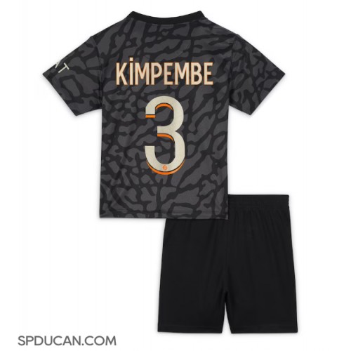 Dječji Nogometni Dres Paris Saint-Germain Presnel Kimpembe #3 Rezervni 2023-24 Kratak Rukav (+ Kratke hlače)